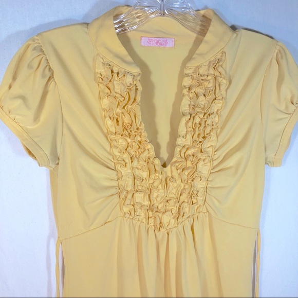 Halo Yellow Blouse Size Small Heart & Soul - Picture 6 of 7